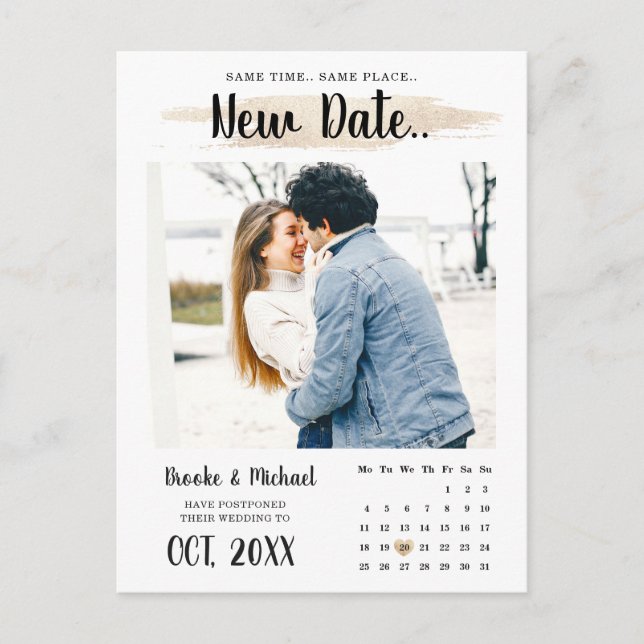 Postal Elegante Boda de calendario fotográfico pospuesto (Anverso)