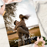 Postal Elegante Boda De Caligrafía Ahorra La Foto De La F<br><div class="desc">Elegante Boda De Caligrafía Ahorra La Postcarta De La Foto De Fecha</div>