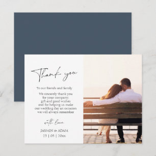 Postal Elegante Boda de Escritura en Azul Real Foto