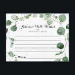 Postal Elegante Boda de Eucalipto Verde Minimalista<br><div class="desc">Esta elegante tarjeta minimalista de asesoramiento boda de eucalipto verde es perfecta para un boda moderno. El diseño presenta una acuarela de hojas y ramas de eucaliptos botánicos elegantes dibujadas a mano. Estas tarjetas son perfectas para un boda, una ducha de novia, una ducha de bebé, una fiesta de graduación...</div>