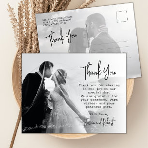 Postal Elegante Boda de fotografía de caligrafía moderna