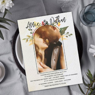 Postal Elegante Boda de fotografía romántico con escritur