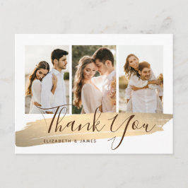 Postal Elegante Boda de fotos de oro gracias