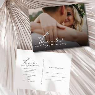 Postal Elegante Boda de guiones fotográficos gracias