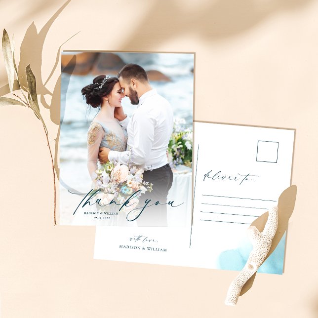 Postal Elegante Boda de guiones fotográficos gracias (Subido por el creador)