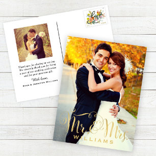 Postal Elegante Boda de guiones fotográficos Monograma Gr