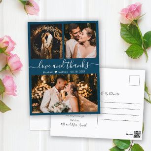 Postal Elegante Boda de la Marina Script Gracias Postcard