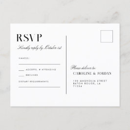 Postal Elegante boda de Magnolia Blanca Ilustracion RSVP