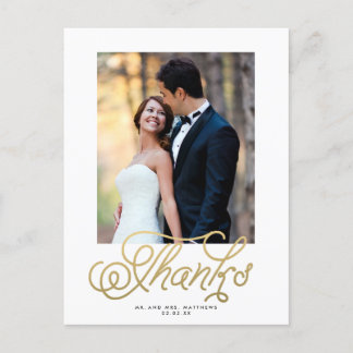 Postal Elegante Boda de oro Foto Gracias Postcard