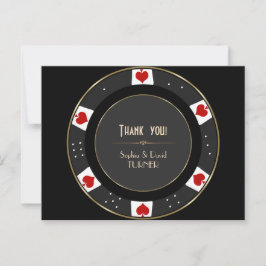 Postal Elegante Boda de póquer de oro gracias
