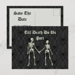 Postal Elegante Boda de Skeletons Guardar la fecha