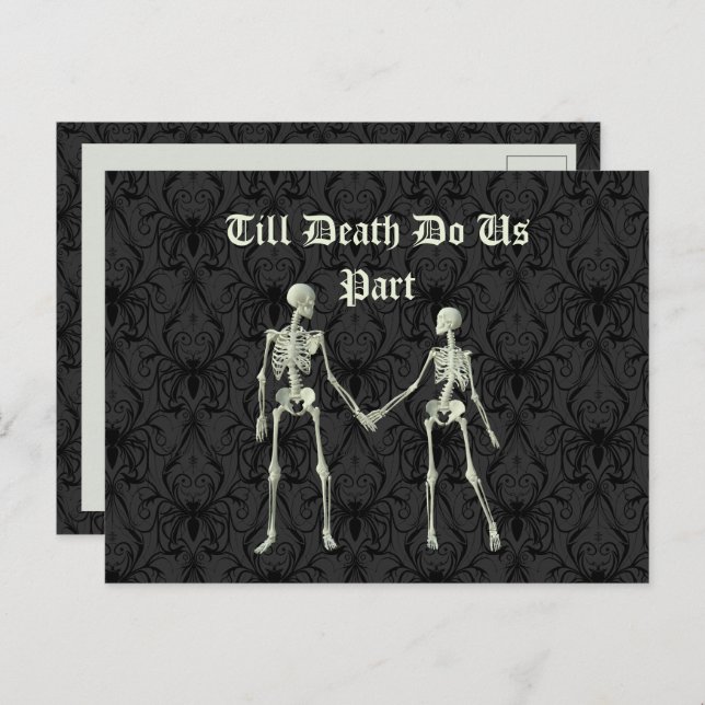 Postal Elegante Boda de Skeletons Guardar la fecha (Anverso / Reverso)