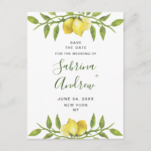 Postal Elegante Boda De Verdor De Los Lemones Salven La F