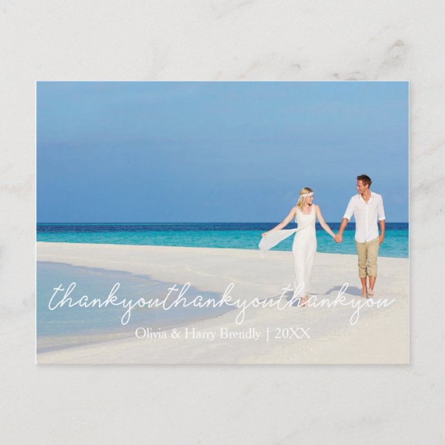 Postal Elegante Boda Elegante Gracias Postcard (Anverso)