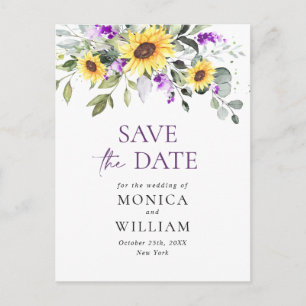 Postal Elegante Boda Eucalyptus Lavender Ahorra la Fecha