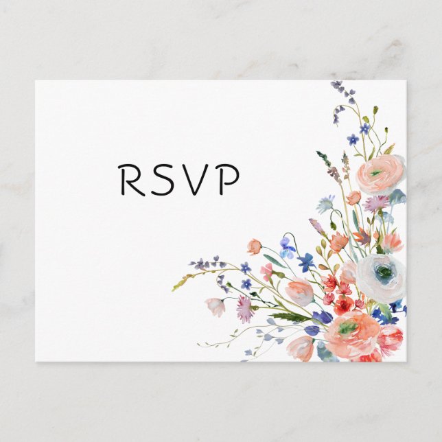 Postal Elegante Boda Floral PSVP (Anverso)