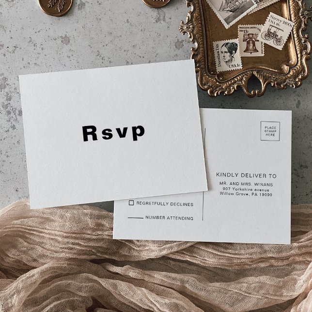 Postal Elegante Boda Formal minimalista Rsvp (Subido por el creador)