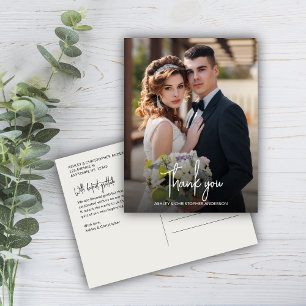 Postal Elegante Boda fotográfico gracias