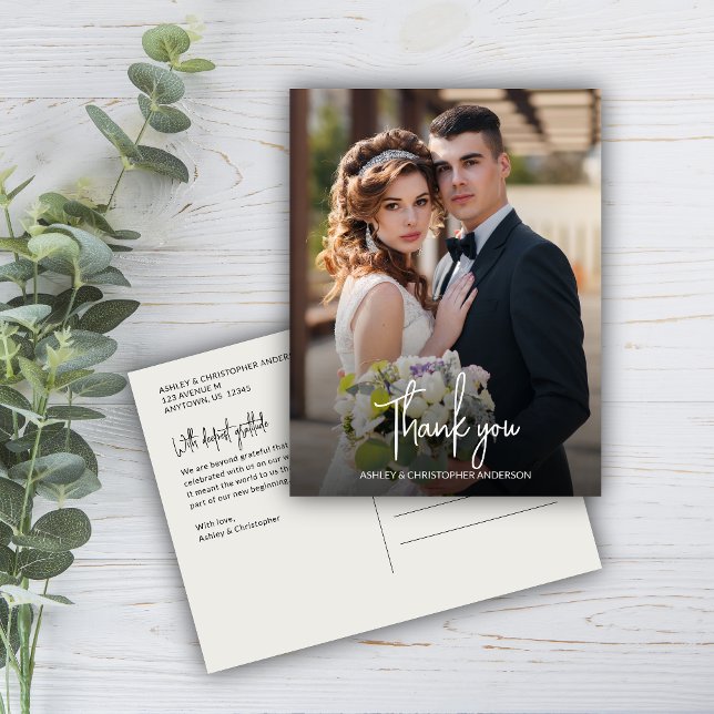 Postal Elegante Boda fotográfico gracias (Subido por el creador)