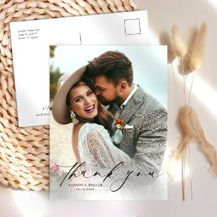 Postal Elegante Boda fotográfico Gracias Postcard