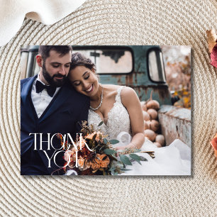 Postal Elegante Boda fotográfico moderno Gracias