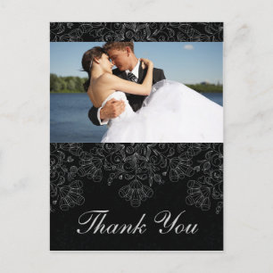 Postal Elegante boda giratorio floral negro