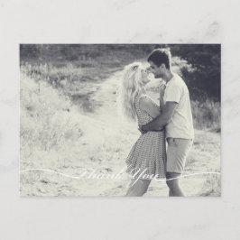 Postal Elegante Boda Gracias Postcard | Guión blanco