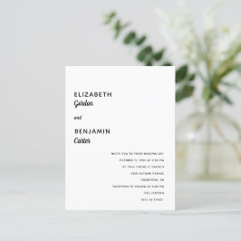 Postal Elegante Boda Minimalista Simple Tipografía Negro