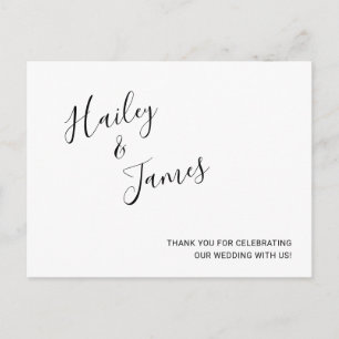 Postal Elegante Boda moderno negro y blanco gracias