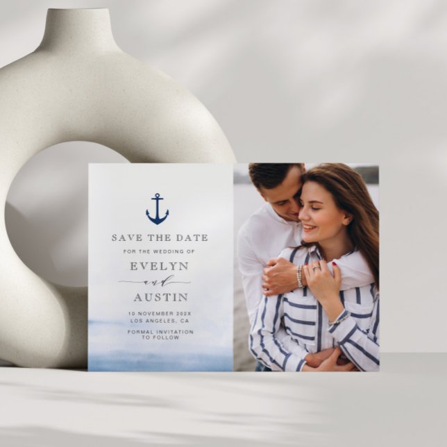 Postal elegante boda náutica save the date (Subido por el creador)