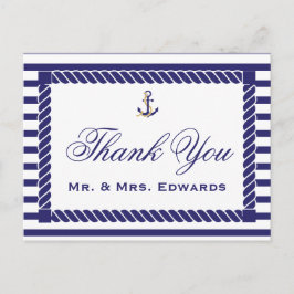 Postal Elegante Boda Náutico Gracias Postcard