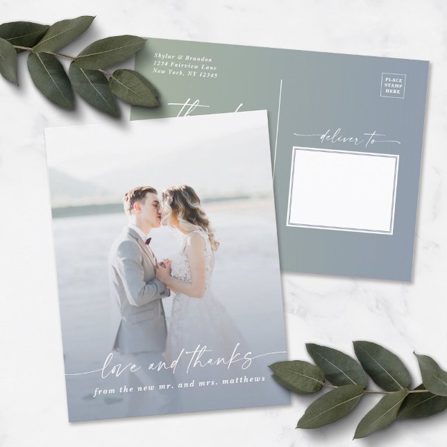 Postal Elegante Boda Ombre Dusty Azul (Subido por el creador)