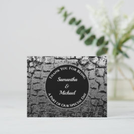 Postal Elegante Boda Plateado Agrietado Agradecimiento a 