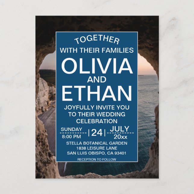 Postal Elegante Boda playera costera de verano (Anverso)