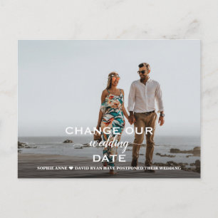 Postal Elegante Boda pospuesto cambia la foto de la fecha