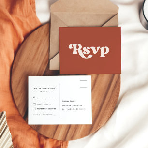 Postal Elegante boda retro de terracota RSVP