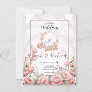 Postal Elegante Boda romántico de Rubor Floral Garden