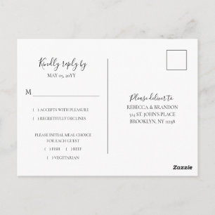 Postal Elegante Boda RSVP de Elección de Comida Simple