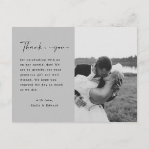 Postal Elegante Boda Script Personalizado Foto Gracias Po