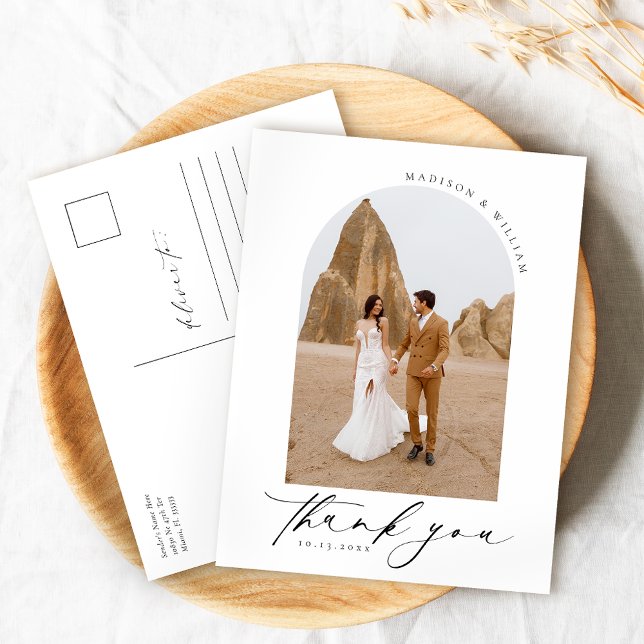 Postal Elegante Boda simple Gracias Postcard (Subido por el creador)