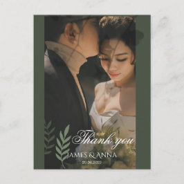 Postal Elegante boda verde oliva personalizable 