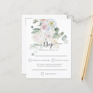 Postal Elegante Boho Florals Eucalyptus Wedding RSVP