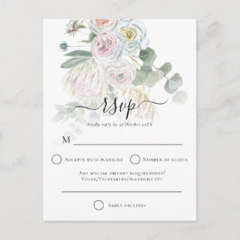 Postal Elegante Boho Florals Eucalyptus Wedding RSVP