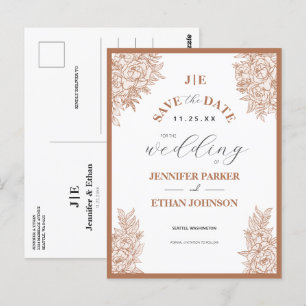 Postal Elegante Boho Peony Botanical Save The Date