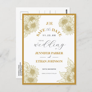 Postal Elegante Boho Sunflower Botanical Save The Date