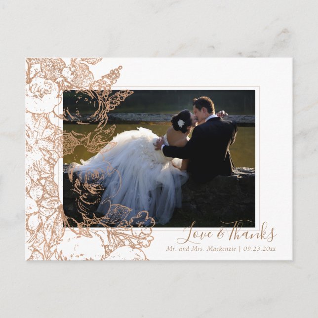 Postal Elegante botánico | Foto De Copper Floral Gracias (Anverso)