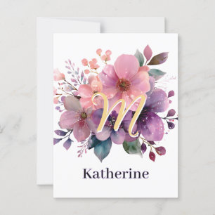 Postal Elegante Bouquet acuarela con nombre personalizado