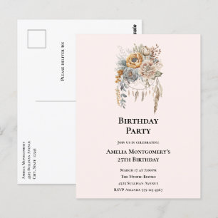 Postal Elegante Bouquet de flores con cumpleaños Dreamcat