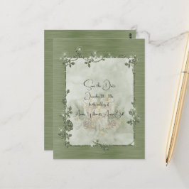 Postal Elegante Brillante Verde Polvoriento Guardar la Fe