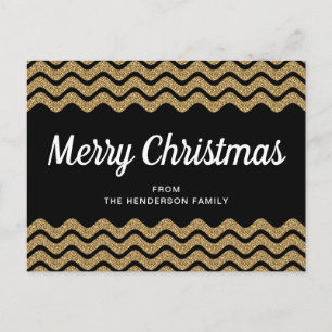 Postal Elegante Brillo de Oro Falso Feliz Navidad